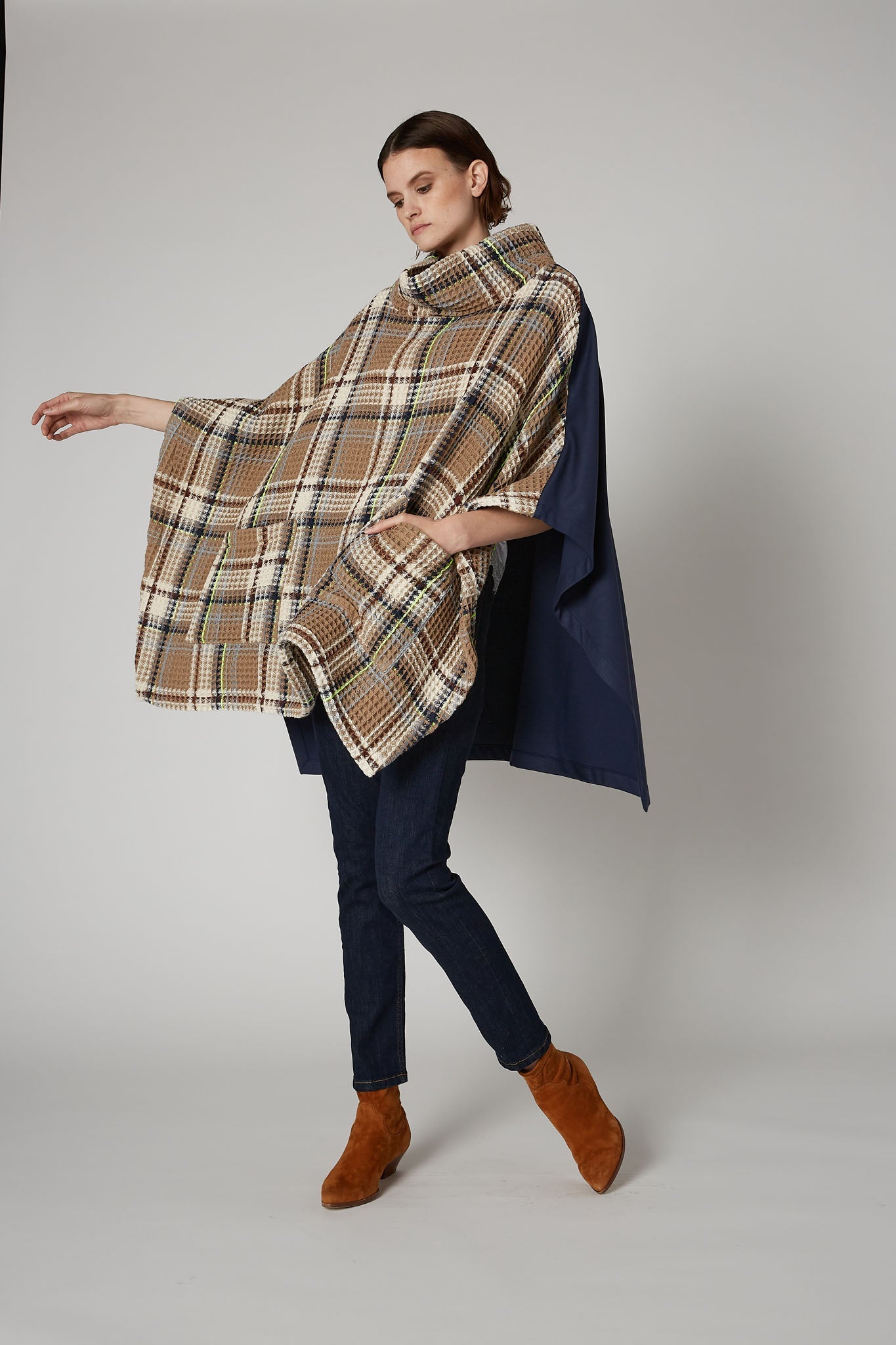 Touch of Neon Plaid Poncho