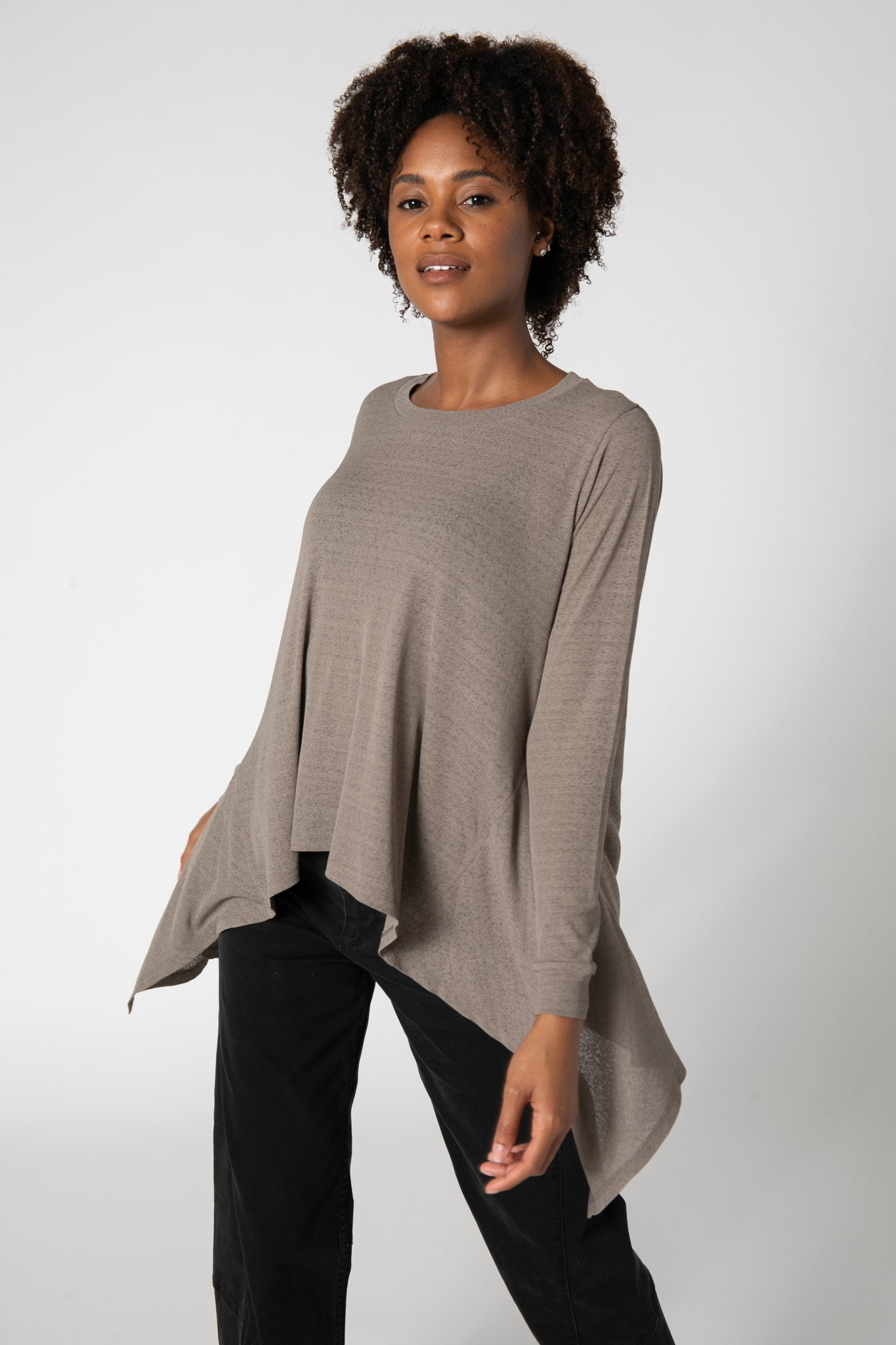 Sheer Knit High Low Top