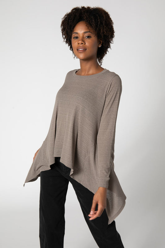 Sheer Knit High Low Top