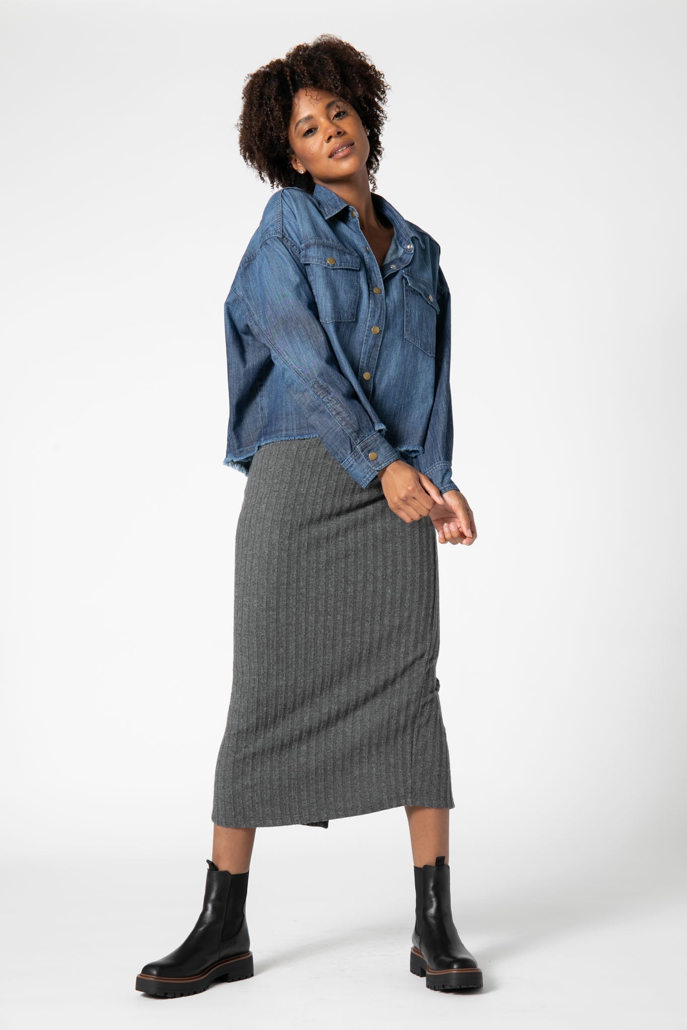 Not Too Cropped Light Denim Top