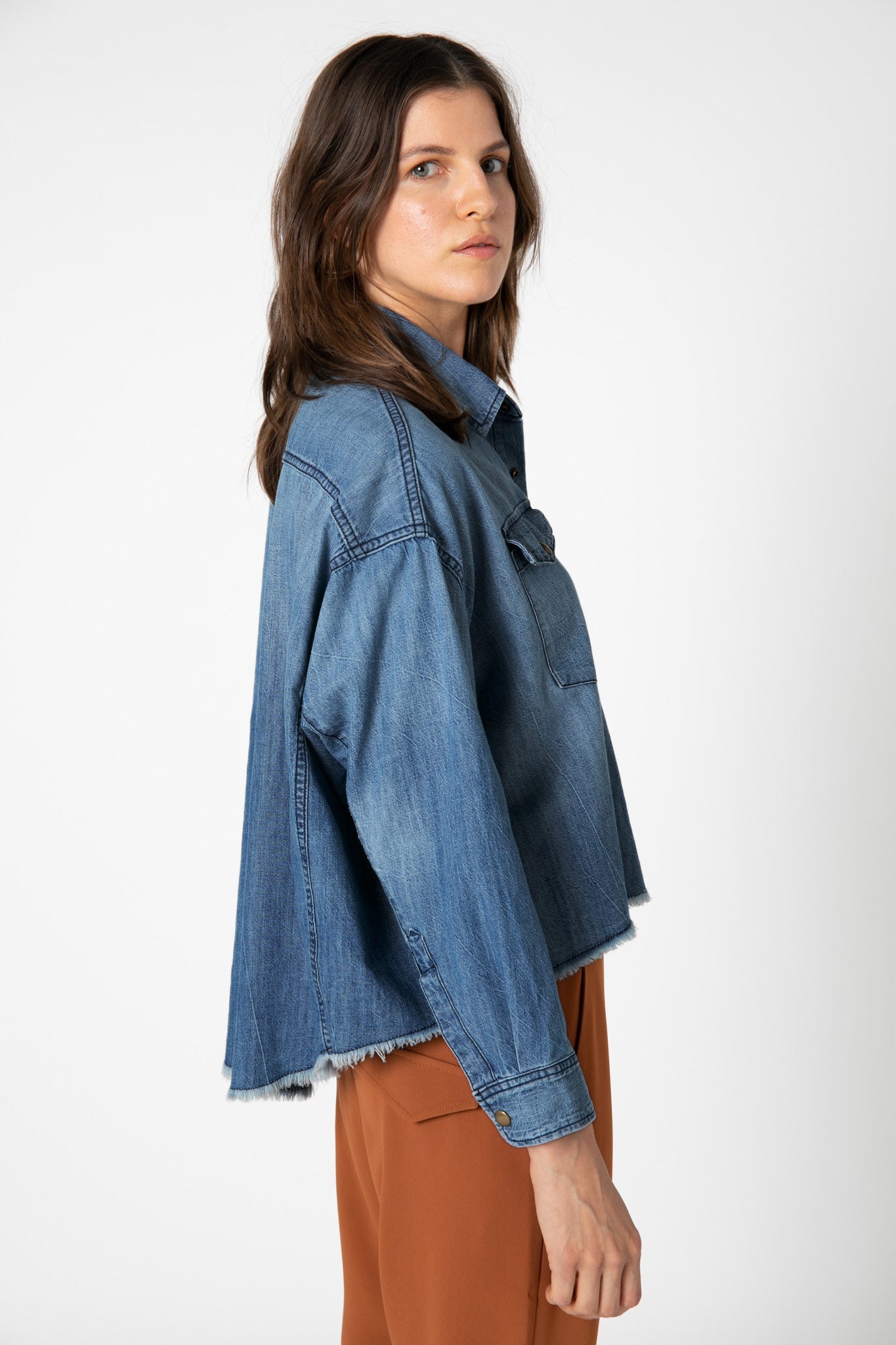 Not Too Cropped Light Denim Top