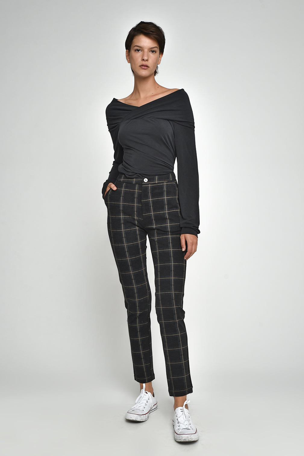 Plaid Isolde Straight Leg Pants