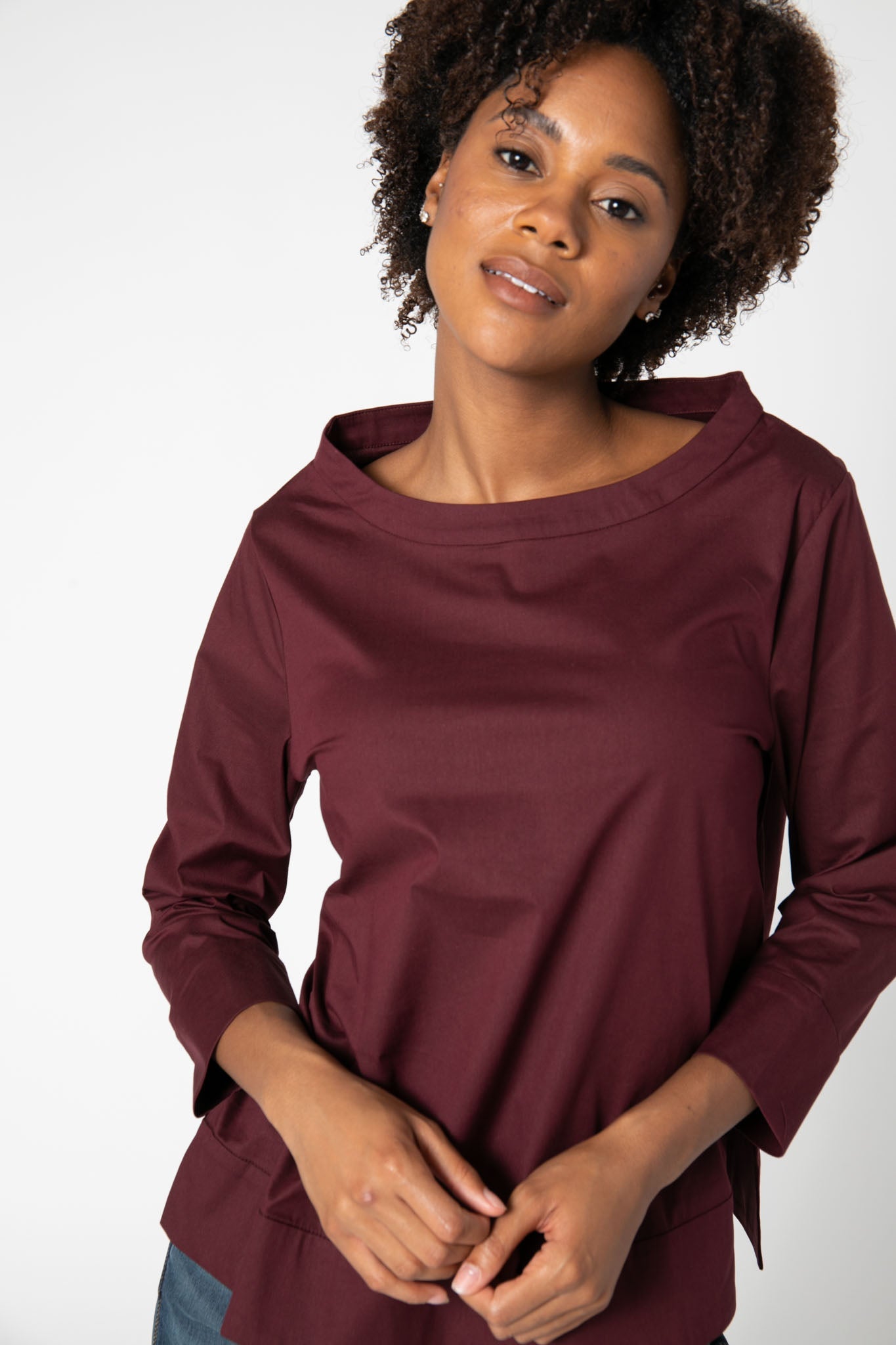 Easy Boatneck Poplin Blouse