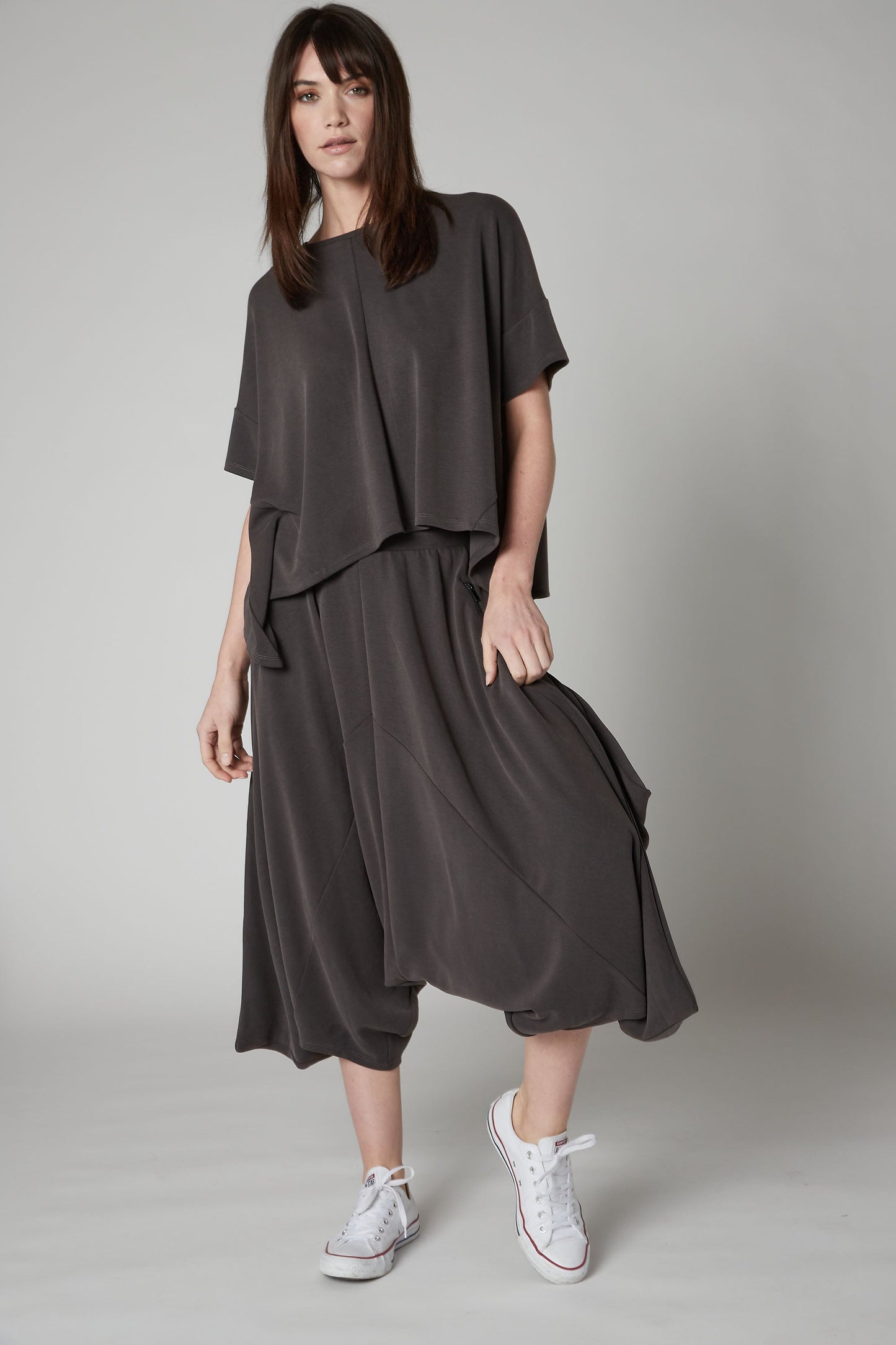 WASHED MODAL OVERSIZED ZIP BACK TOP