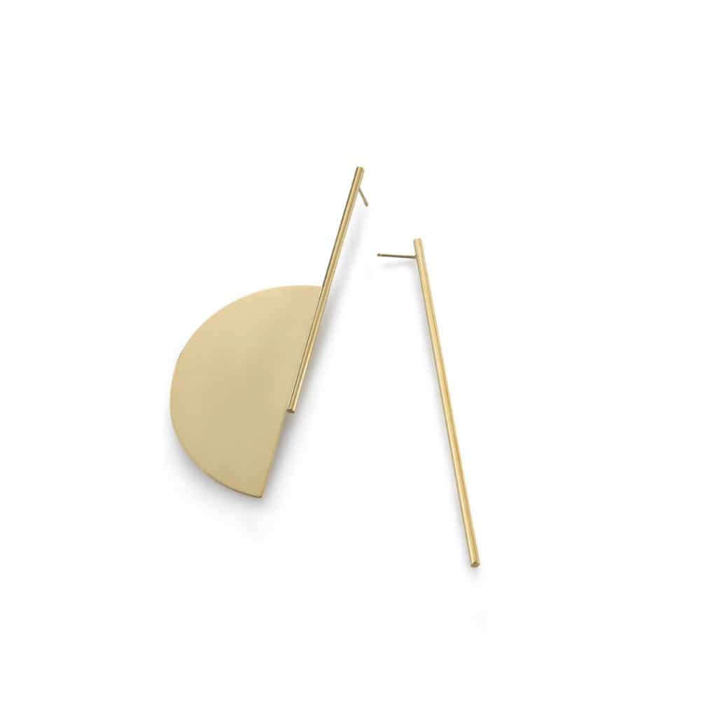 Gold Half Circle Bar Earrings