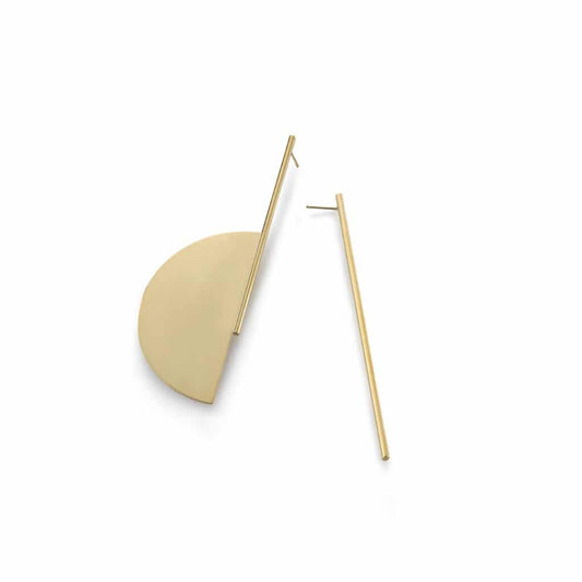 Gold Half Circle Bar Earrings