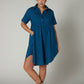 Oversized Pinch Waist Poplin Dress