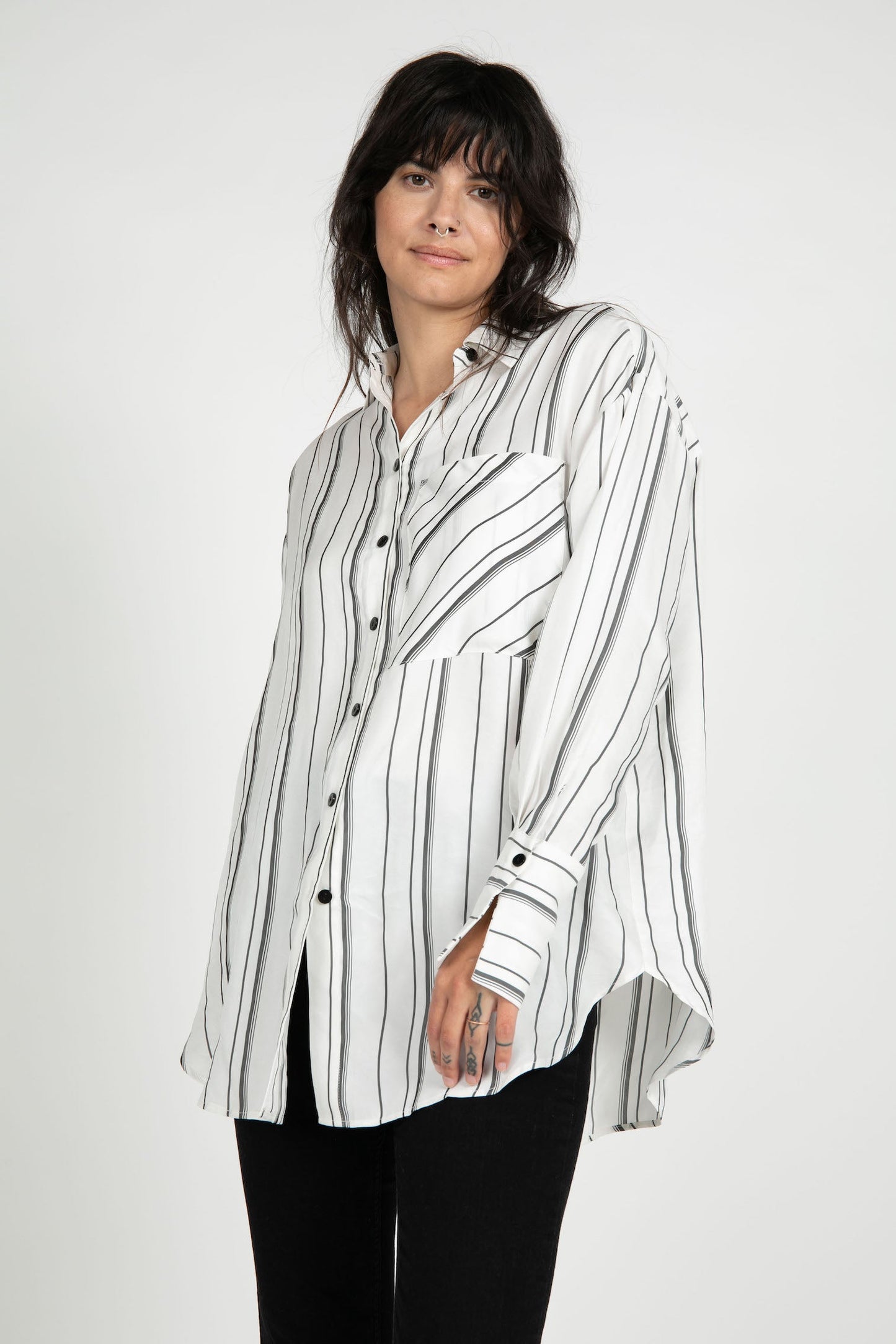 Marseille Striped Button Down tunic
