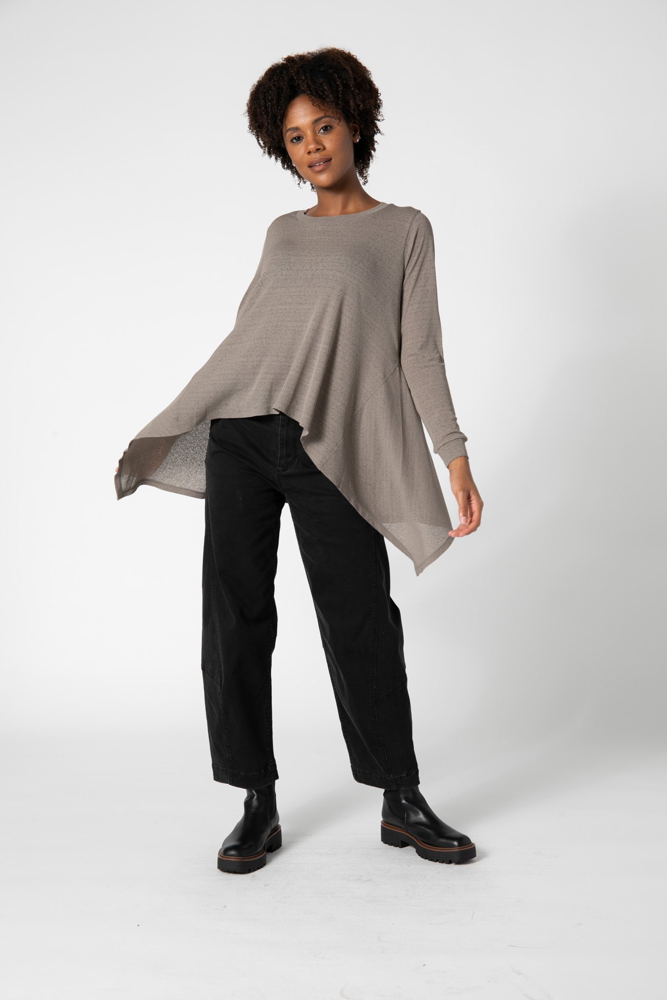 Sheer Knit High Low Top