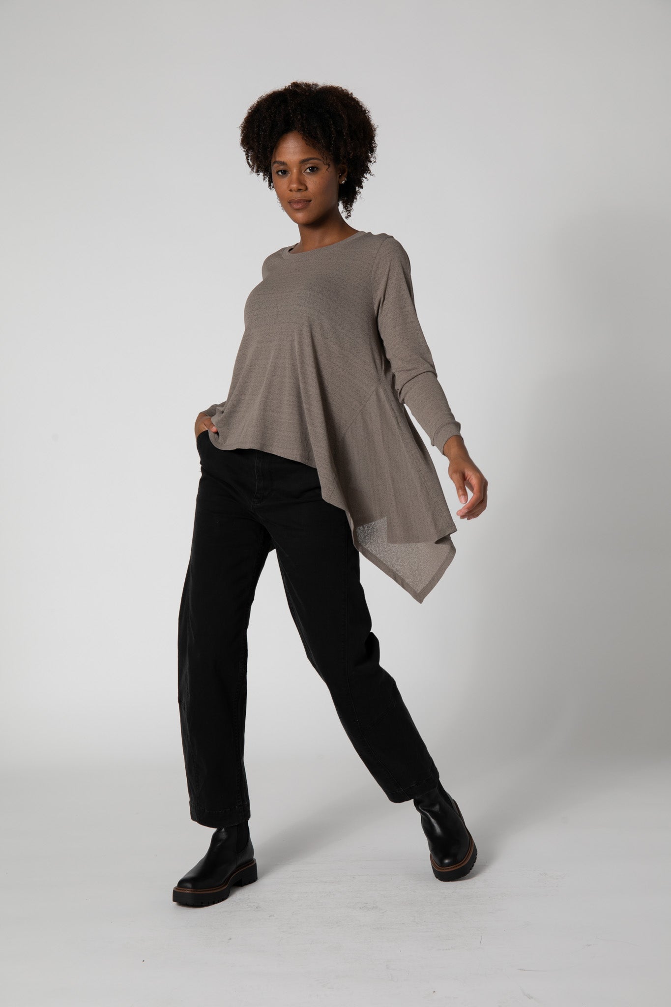 Sheer Knit High Low Top
