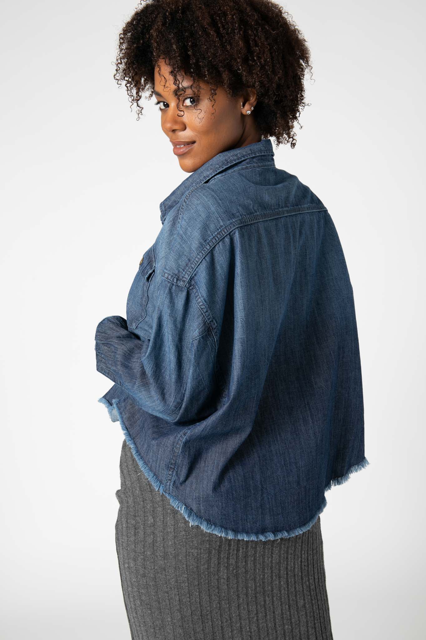 Not Too Cropped Light Denim Top