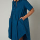 Oversized Pinch Waist Poplin Dress