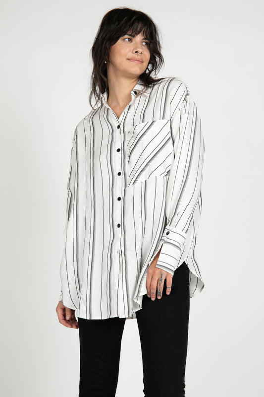 Marseille Striped Button Down tunic