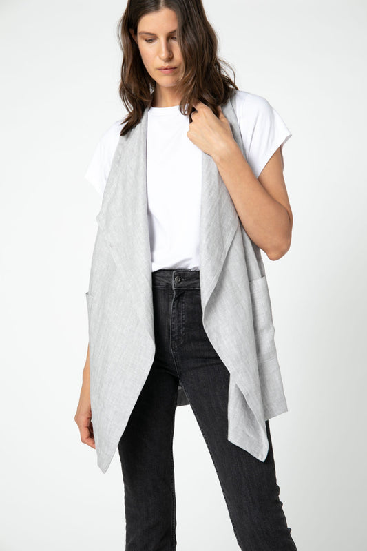Dora Linen Drape Vest
