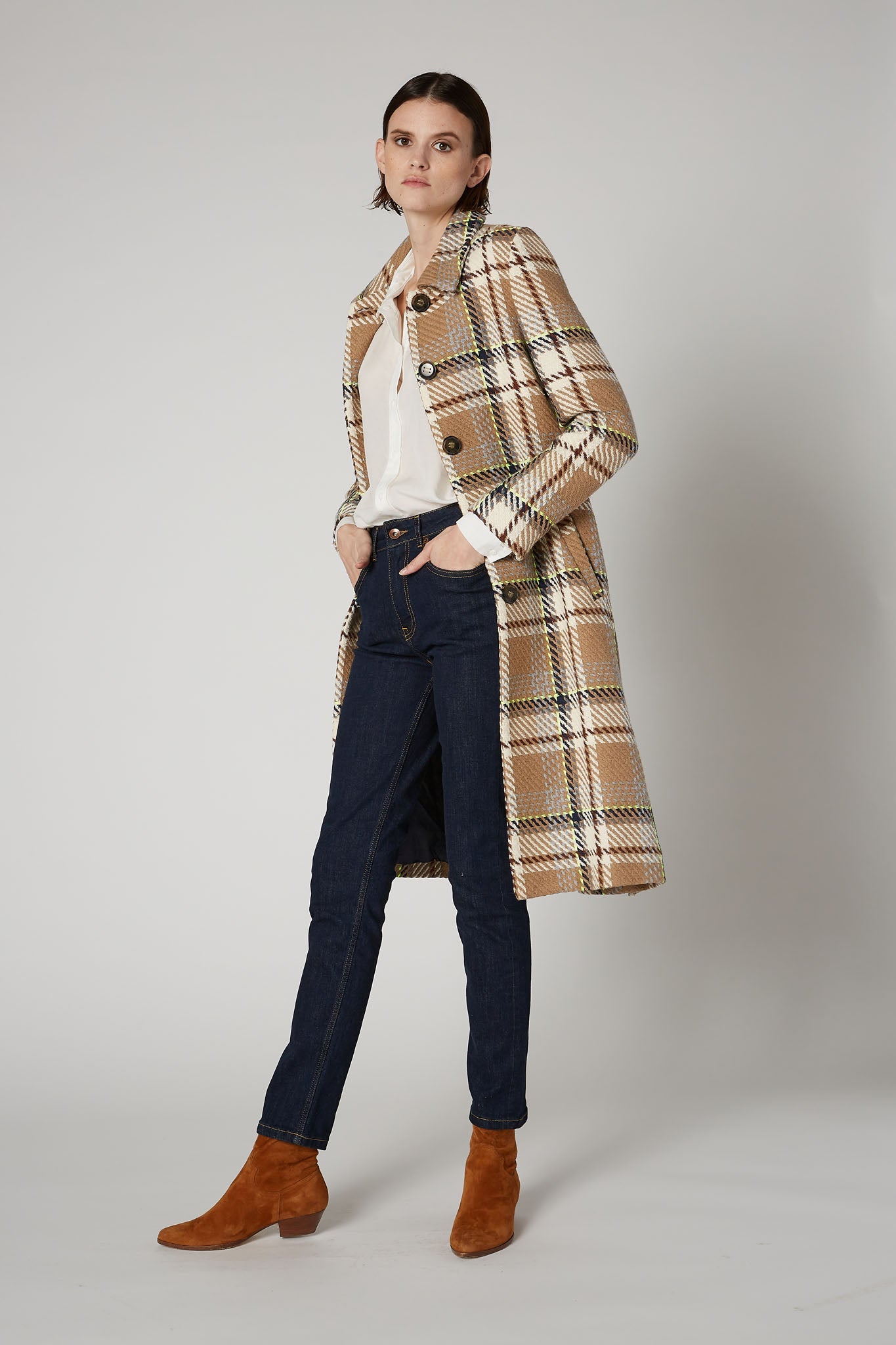 Touch of Neon Plaid Coat
