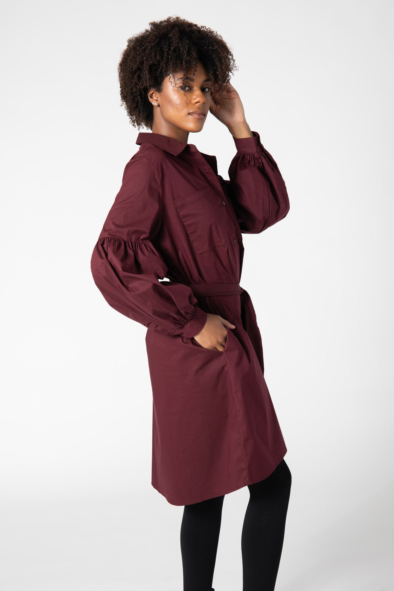Puff Sleeve Shirt Dress