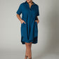 Oversized Pinch Waist Poplin Dress