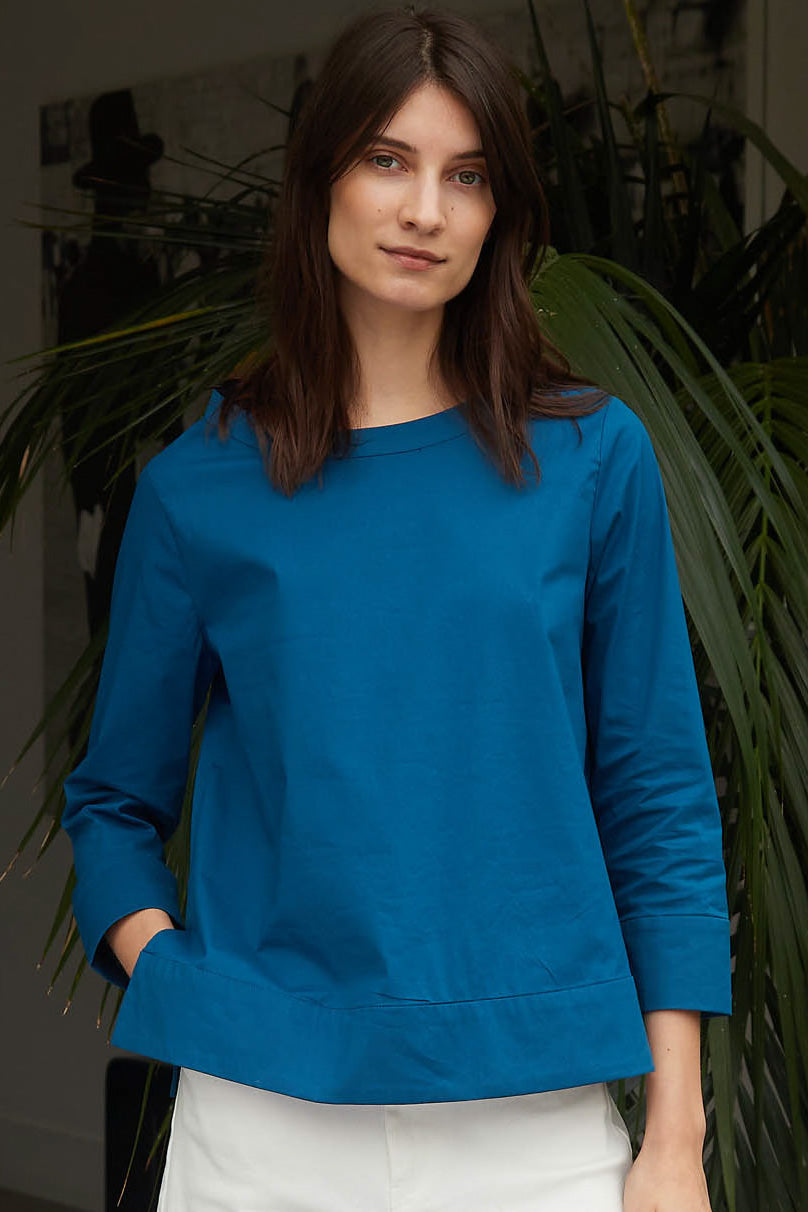 Easy Boatneck Poplin Blouse