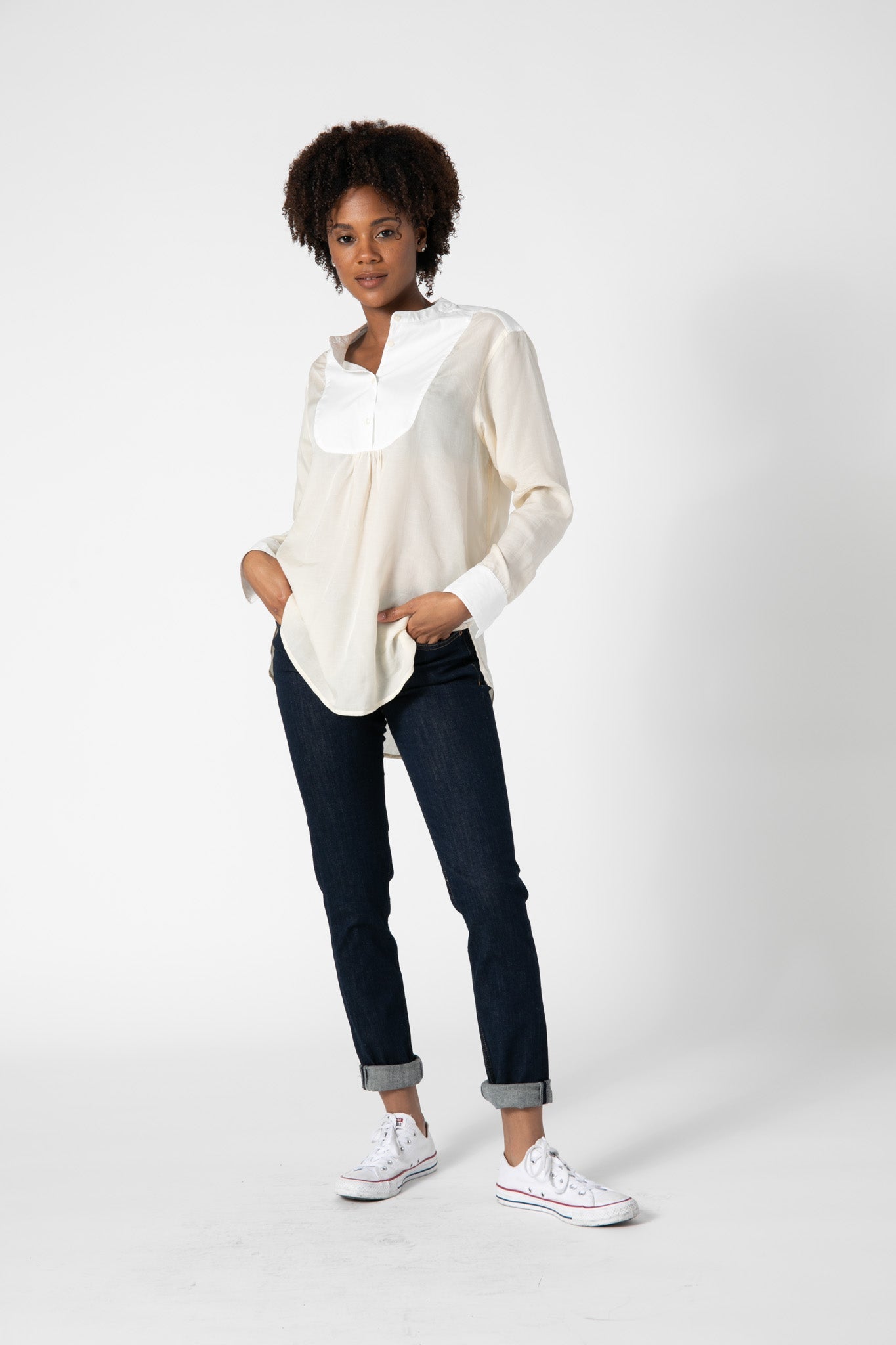 White Meets Ivory Poplin Tunic