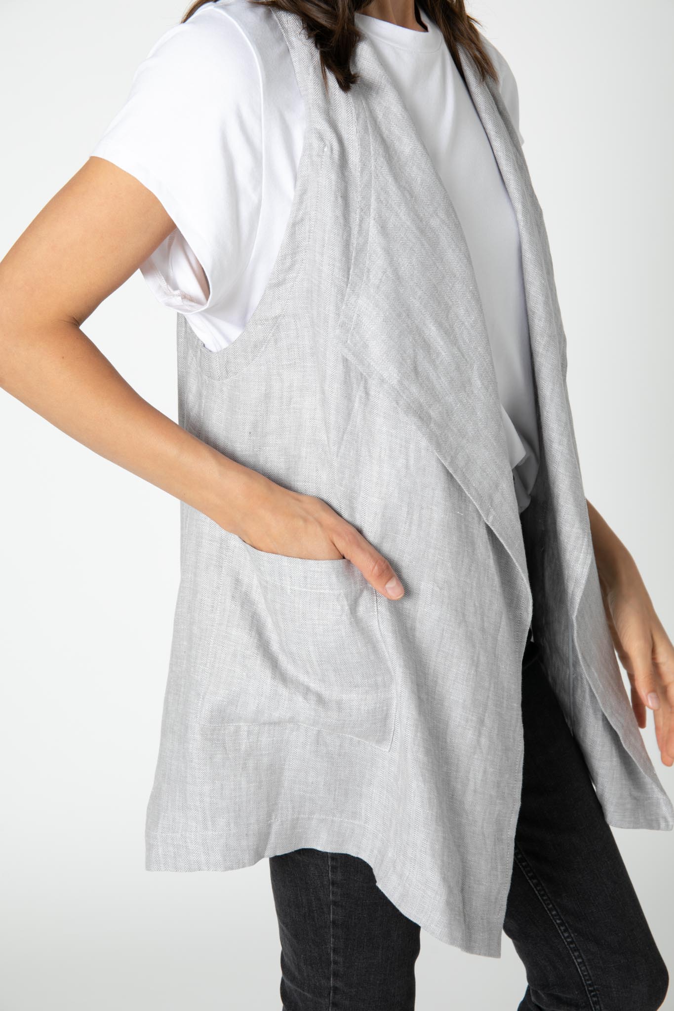 Dora Linen Drape Vest