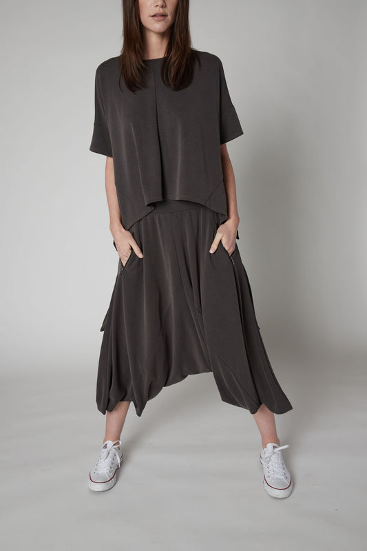 WASHED MODAL OVERSIZED ZIP BACK TOP